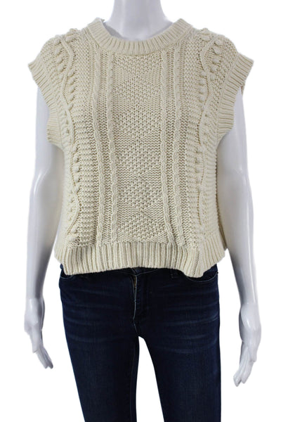 Velvet Womens Ivory Cotton Sleeveless Crew Neck Vest Size M