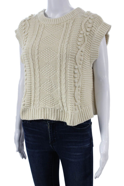 Velvet Womens Ivory Cotton Sleeveless Crew Neck Vest Size M