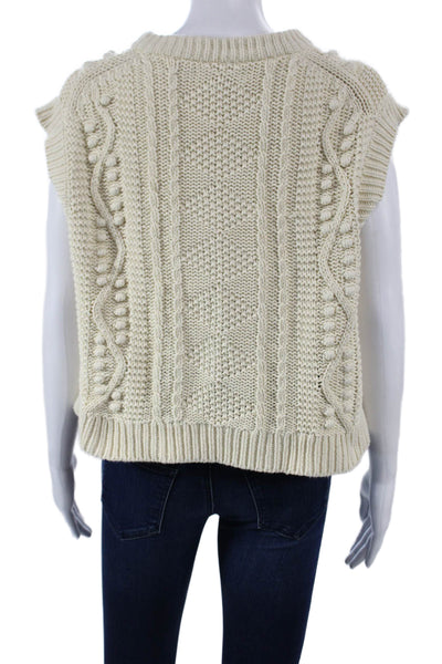 Velvet Womens Ivory Cotton Sleeveless Crew Neck Vest Size M