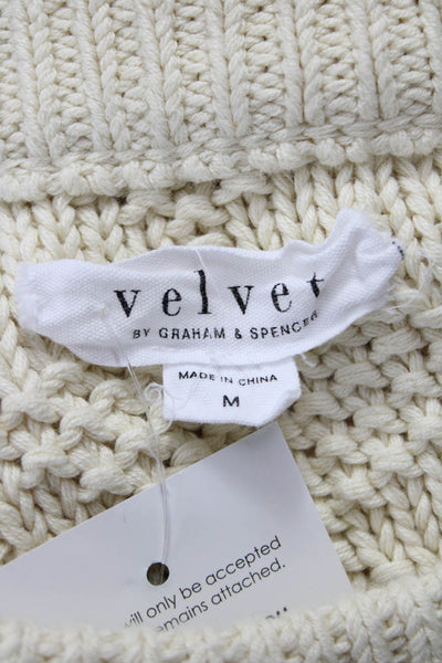 Velvet Womens Ivory Cotton Sleeveless Crew Neck Vest Size M