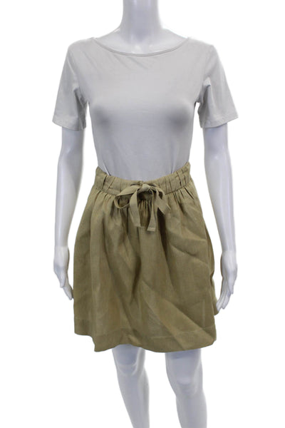 J Crew Womens A-Line Short Skirt Beige Cotton Drawstring Size 10