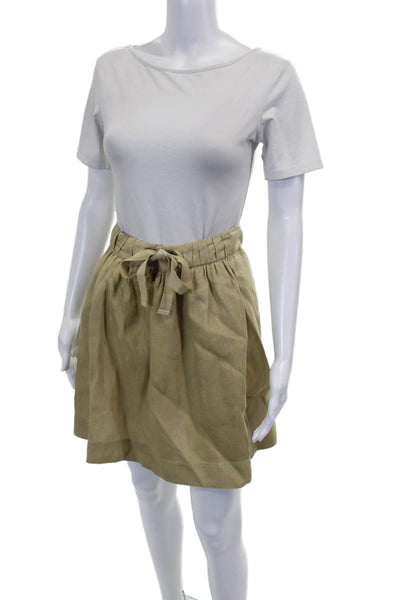 J Crew Womens A-Line Short Skirt Beige Cotton Drawstring Size 10