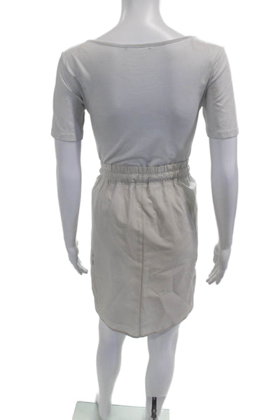 Brunello Cucinelli Womens T-Shirt Dress Gray Scoop Neck Short Sleeve Size S