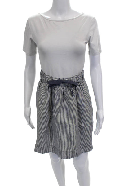J Crew Womens Blue Cotton A-Line Skirt Button Short Size 10