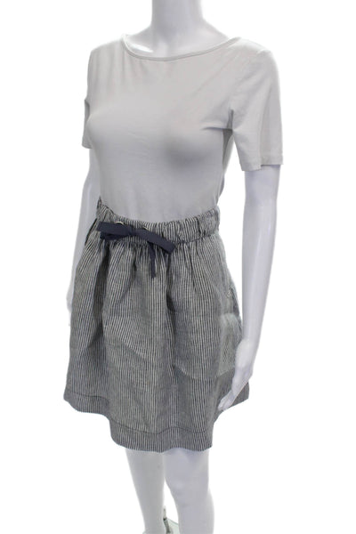 J Crew Womens Blue Cotton A-Line Skirt Button Short Size 10