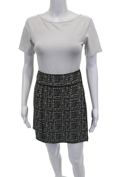 Marc Jacobs Women Straight Pencil Skirt Black Tweed Check Short Size 8