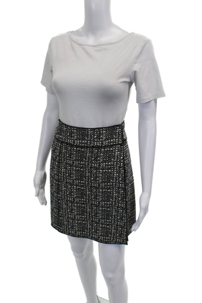 Marc Jacobs Women Straight Pencil Skirt Black Tweed Check Short Size 8