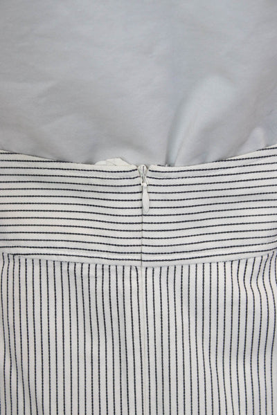 Talbots Womens A-Line White Striped Short Cotton Skirt Zip Size 8P