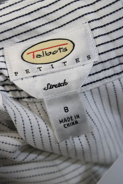 Talbots Womens A-Line White Striped Short Cotton Skirt Zip Size 8P