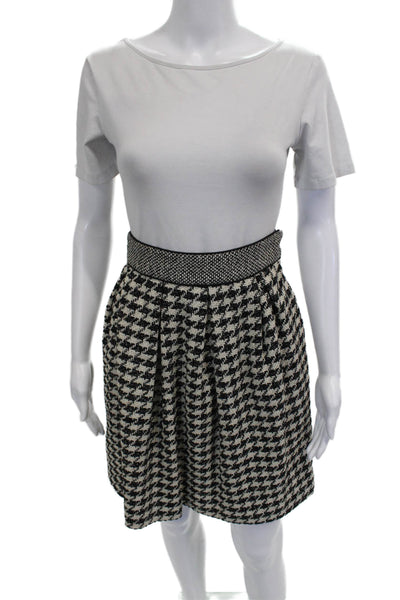 Proenza Schouler Womens Pleated Virgin Wool Check Short Skirt Black Size 8