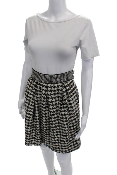 Proenza Schouler Womens Pleated Virgin Wool Check Short Skirt Black Size 8