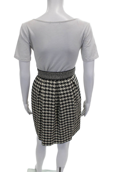Proenza Schouler Womens Pleated Virgin Wool Check Short Skirt Black Size 8