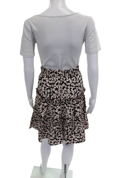 Marc Jacobs Womens Flare Skirt Black Silk Floral Short Pull On Size 6