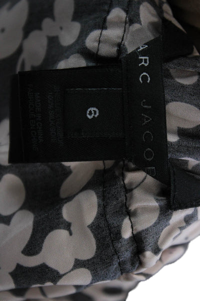 Marc Jacobs Womens Flare Skirt Black Silk Floral Short Pull On Size 6