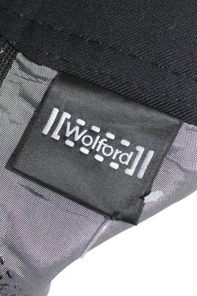 Wolford Women Black Wool Pencil Skirt Button Straight Short Size 8