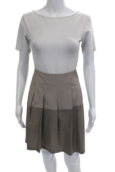 Gunex for Brunello Cucinelli Women Pleated Wool Skirt Brown Short Size 8