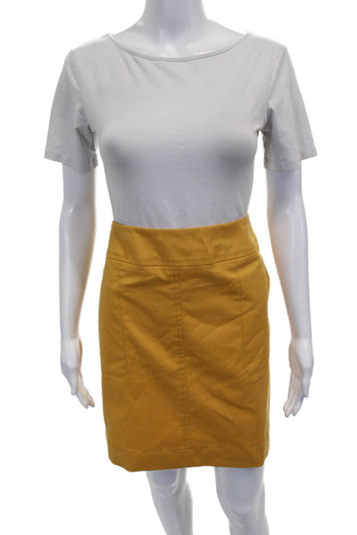 Akris Punto Womens Yellow Straight Pencil Skirt Short Cotton Blend Zip Size S
