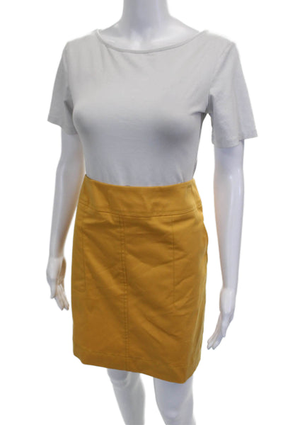 Akris Punto Womens Yellow Straight Pencil Skirt Short Cotton Blend Zip Size S