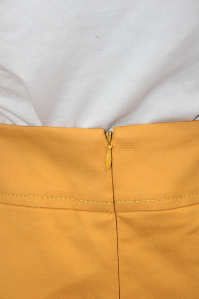 Akris Punto Womens Yellow Straight Pencil Skirt Short Cotton Blend Zip Size S