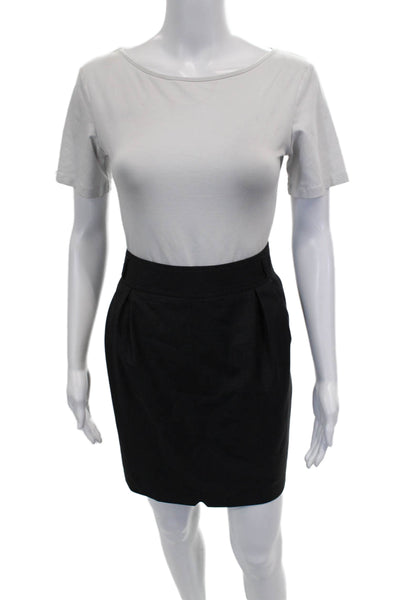 Wolford Womens Black Straight Pencil Skirt Short Button Polyester Blend Size 8