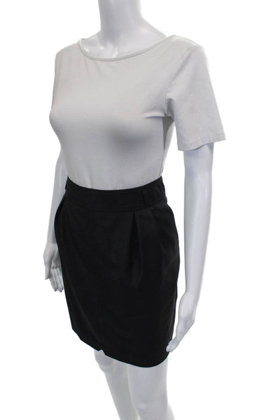 Wolford Womens Black Straight Pencil Skirt Short Button Polyester Blend Size 8