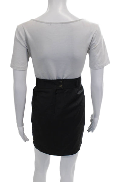 Wolford Womens Black Straight Pencil Skirt Short Button Polyester Blend Size 8