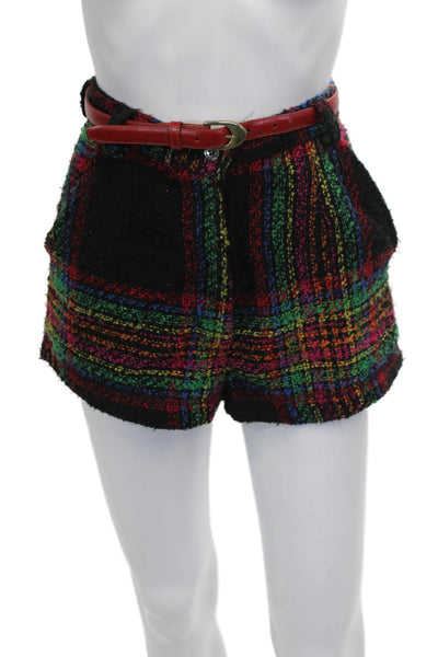 Espirit Womens Juniors Hot Pants Multicolor Plaid Acrylic Button Size 6
