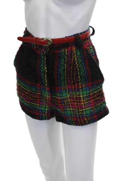 Espirit Womens Juniors Hot Pants Multicolor Plaid Acrylic Button Size 6