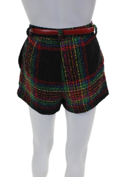 Espirit Womens Juniors Hot Pants Multicolor Plaid Acrylic Button Size 6