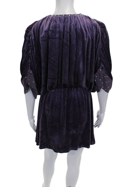 Juicy Couture Womens Purple Kaftan Dress V Neck 3/4 Sleeve Short Size XS Petite