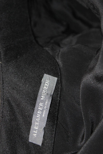 Alexander McQueen Womens Bodycon Suit Set Black Wool Square Neck Short Size 38