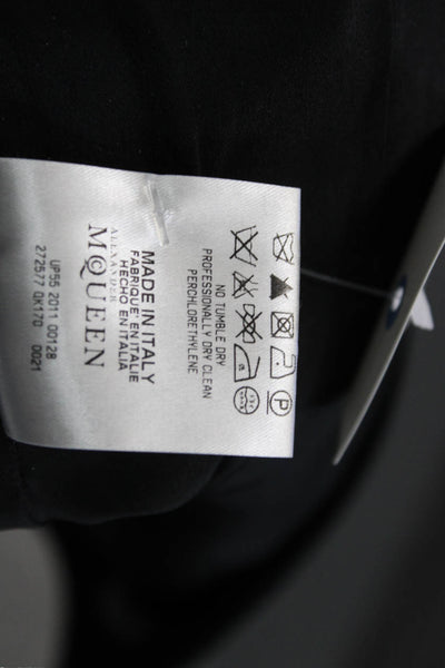 Alexander McQueen Womens Bodycon Suit Set Black Wool Square Neck Short Size 38