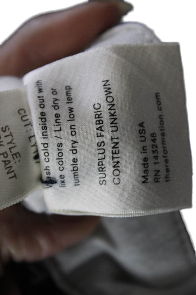 Reformation Women Cropped Pants Black Cotton Blend Button Size 24