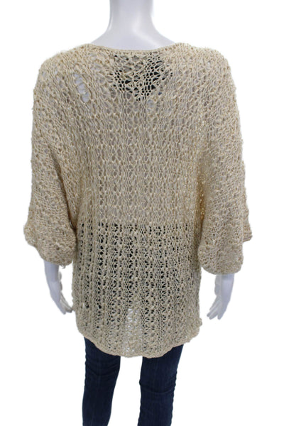 Rachel Zoe Womens Tunic Sweater Beige Boat Neck 3/4 Sleeve Acrylic Size M