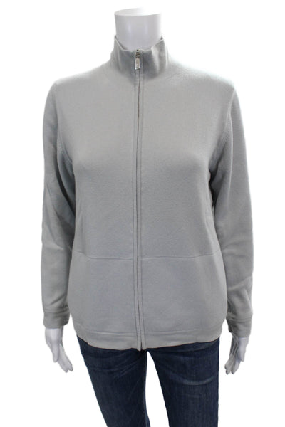 Malo Women Full Zip Cashmere Blend Argyle Mock Neck Sweater Size S