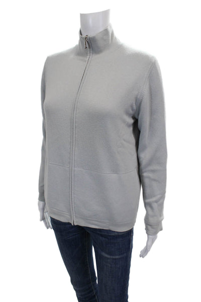 Malo Women Full Zip Cashmere Blend Argyle Mock Neck Sweater Size S