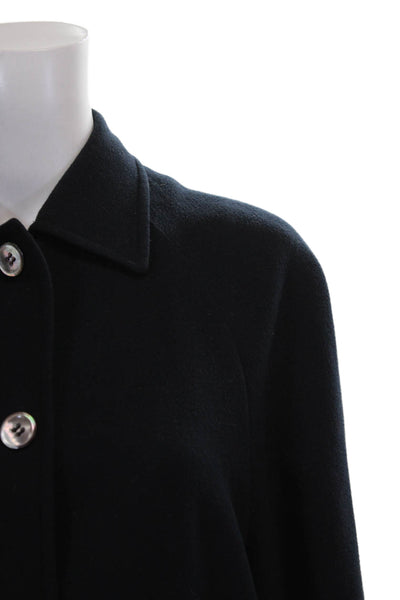 Agnona Women Overcoat Black Cashmere Button 3/4 Sleeve Size M