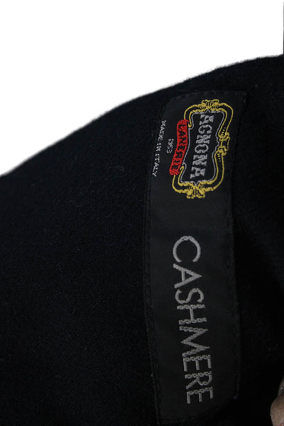 Agnona Women Overcoat Black Cashmere Button 3/4 Sleeve Size M