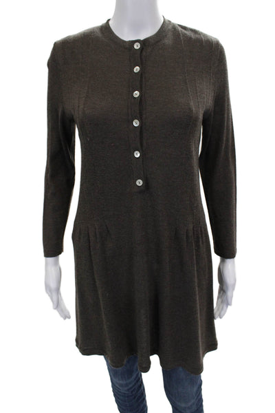 Giorgio Villa Women Sweater Dress Brown Wool Blend Longsleeve Size XS