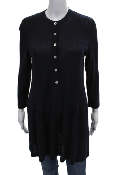 Giorgio Villa Women Merino Sweater Dress Blue Long Sleeve Size XS