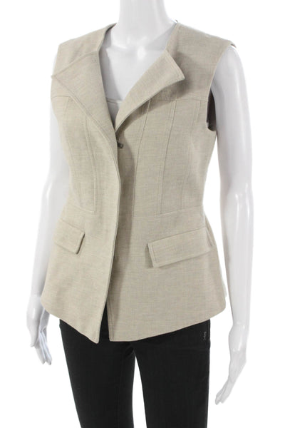 BCBG Max Azria Women Beige Sleeveless Vest Size S