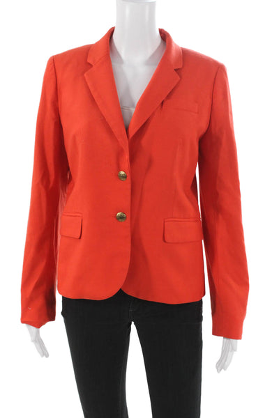 J Crew Womens Blazer Orange Wool Button Long Sleeve Size 8