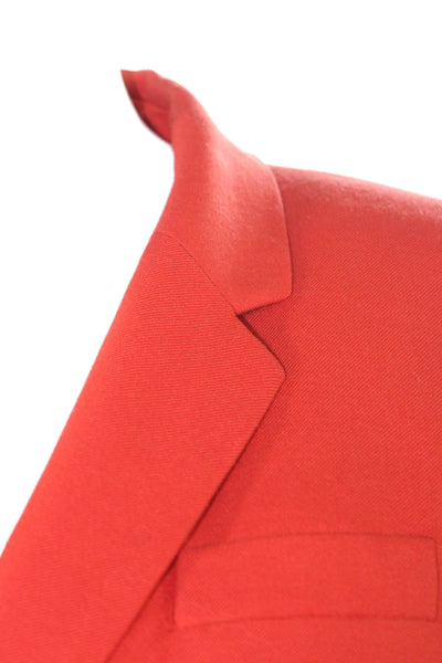J Crew Womens Blazer Orange Wool Button Long Sleeve Size 8