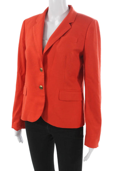 J Crew Womens Blazer Orange Wool Button Long Sleeve Size 8