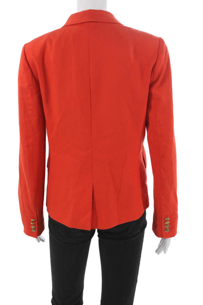 J Crew Womens Blazer Orange Wool Button Long Sleeve Size 8