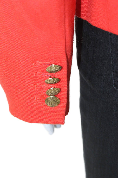 J Crew Womens Blazer Orange Wool Button Long Sleeve Size 8