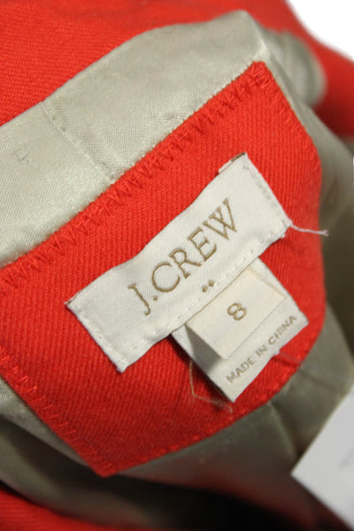 J Crew Womens Blazer Orange Wool Button Long Sleeve Size 8