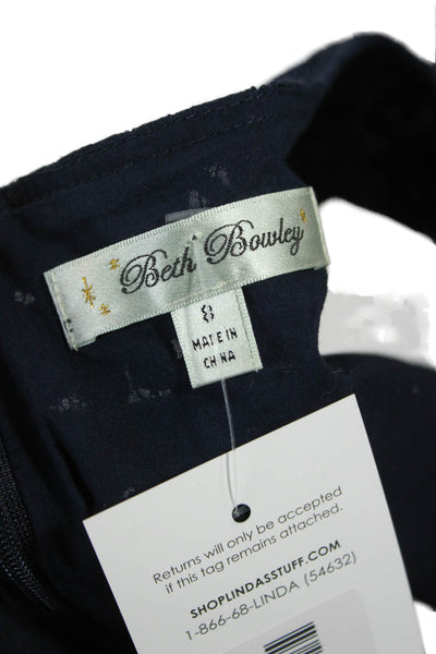 Beth Bowley Women Shift Dress Blue Boat Neck Short Sleeve Nylon Zip Size 8
