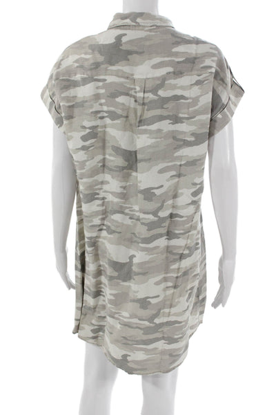 Vince Camuto Women Shirt Dress Multicolor Camo Button Short-Sleeve Size M