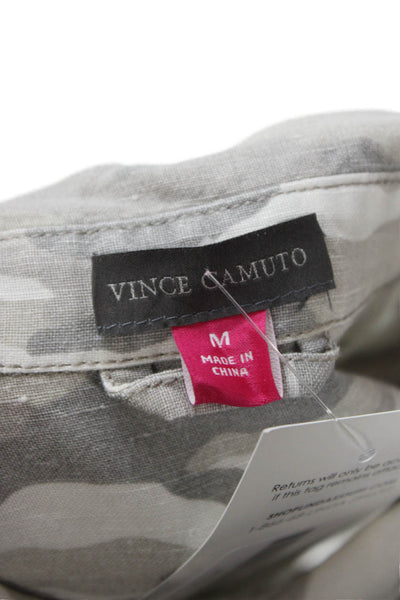 Vince Camuto Women Shirt Dress Multicolor Camo Button Short-Sleeve Size M